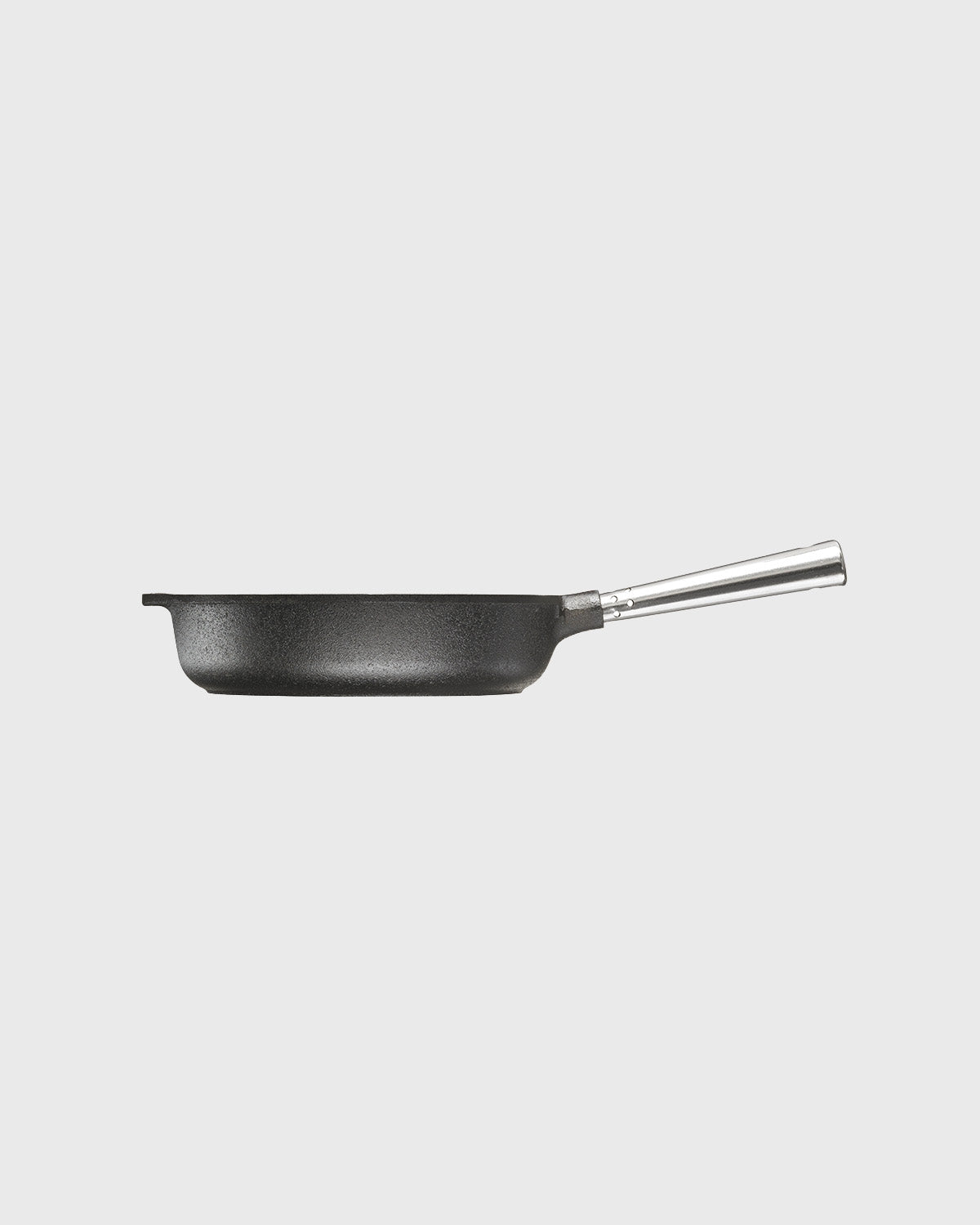 Black cast iron deep pan 25 cm round with self-ventilating stainless steel handle