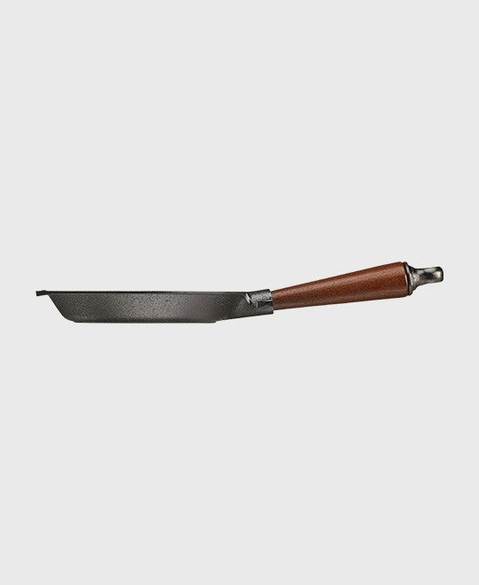 Black cast iron frying pan round 18 cm with beechwood handle