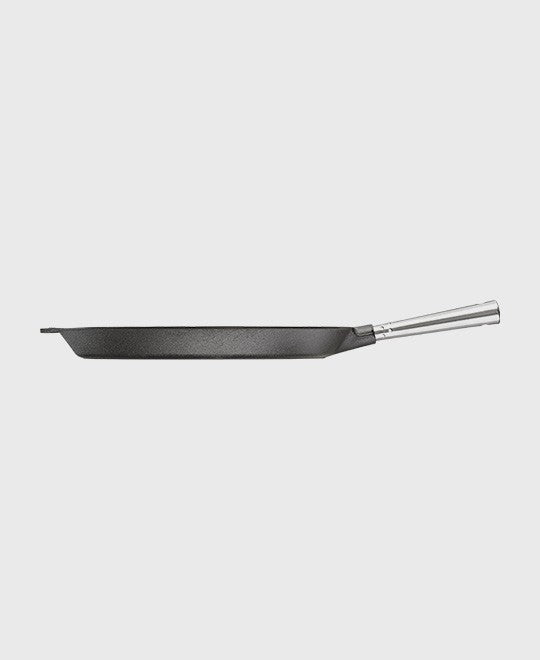 Black cast iron frying pan round 36 cm with self-ventilating stainless steel handle