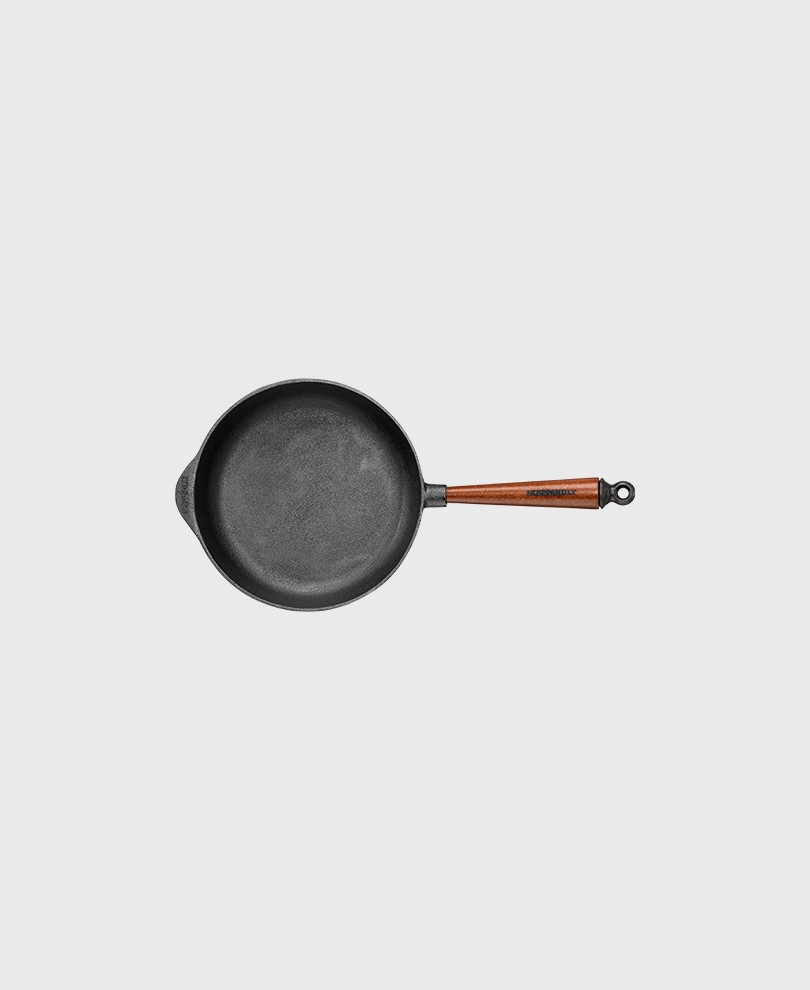 Cast Iron Saute Pan 25cm Wood Handle Cast Iron Lid