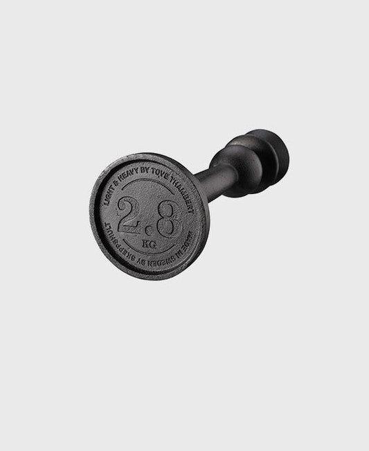 Black cast iron candle holder and dumbbell 2,8 kg