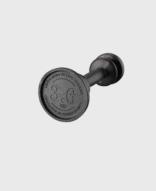Black cast iron candle holder and dumbbell 3,6 kg