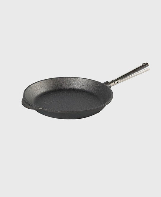 Black cast iron frying pan round 24 cm with self-ventilating stainless steel handle