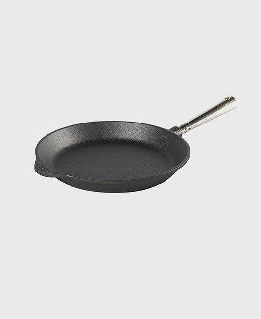 Black cast iron frying pan round 26 cm with self-ventilating stainless steel handle