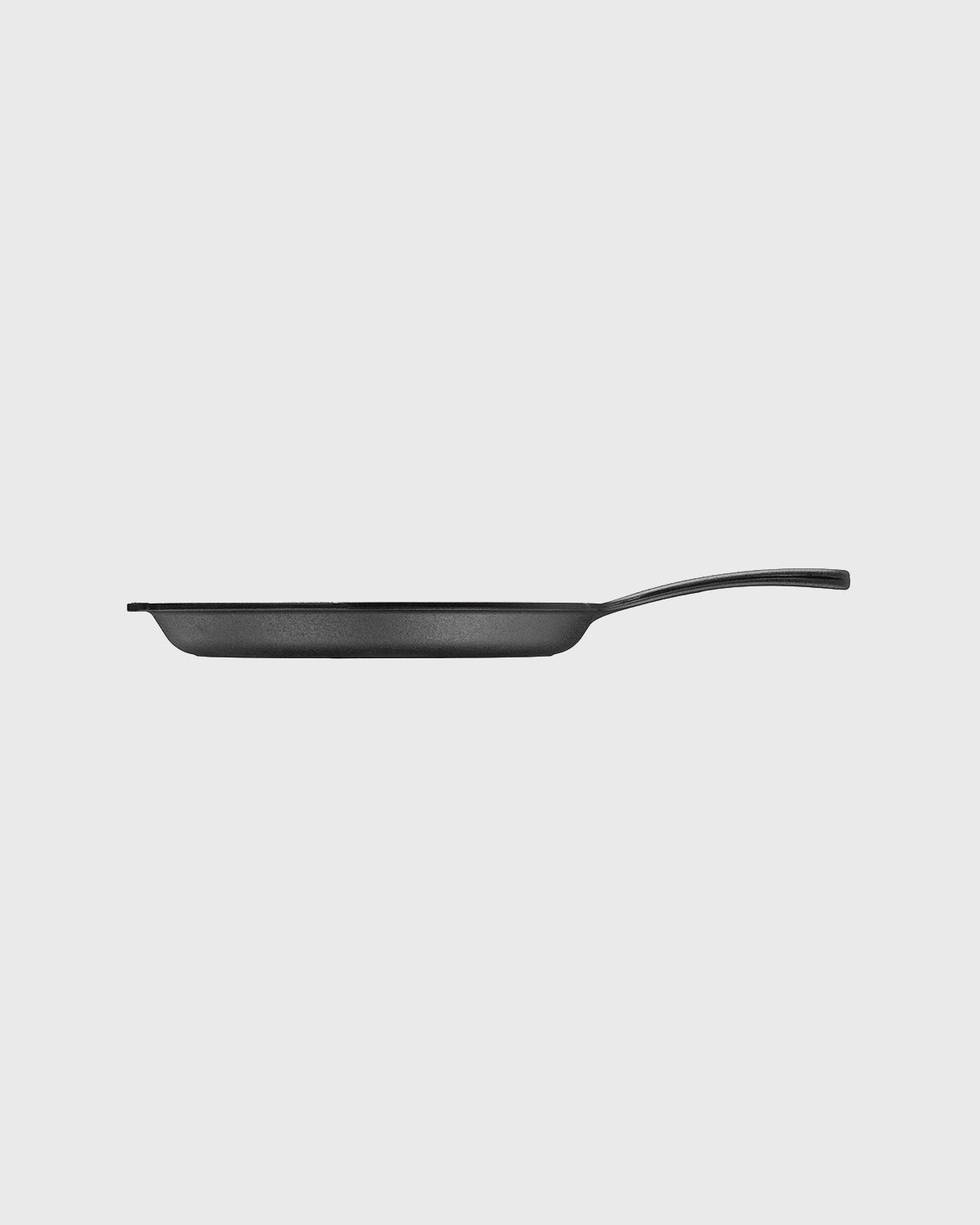 Black cast iron frying pan round 28 cm with iron handle