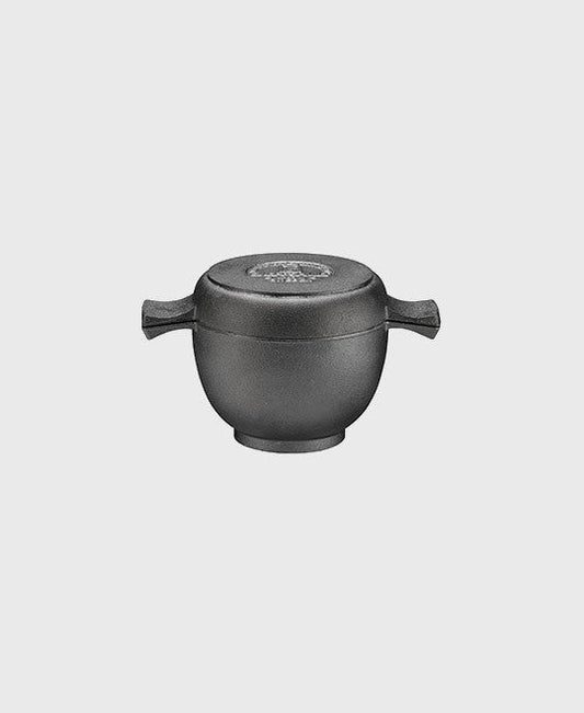 Black cast iron mini casserole 0,5 L with lid/rying pan 12 cm round