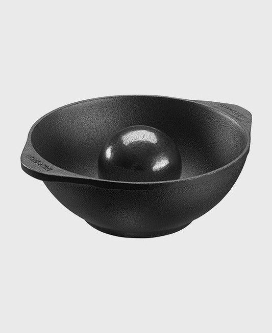 Black cast iron mustard seed grinder 8 cm and bowl 21 cm