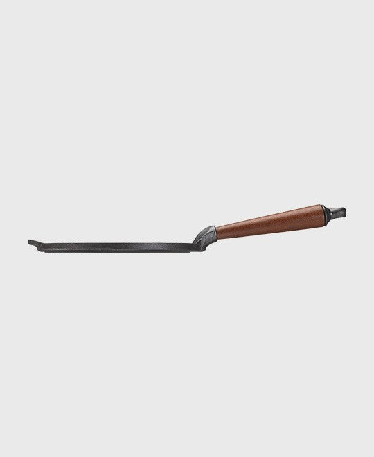 Black cast iron scotch pancake pan round 23 cm with beechwood handle