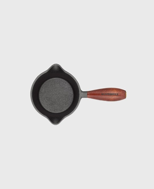 Black cast iron sauce pan 0.5 liter with beechwood handle