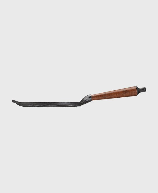 Black cast iron scotch pancake pan round 23 cm with beechwood handle