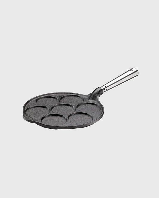 Black cast iron scotch pancake pan round 23 cm with self-ventilating stainless steel handle