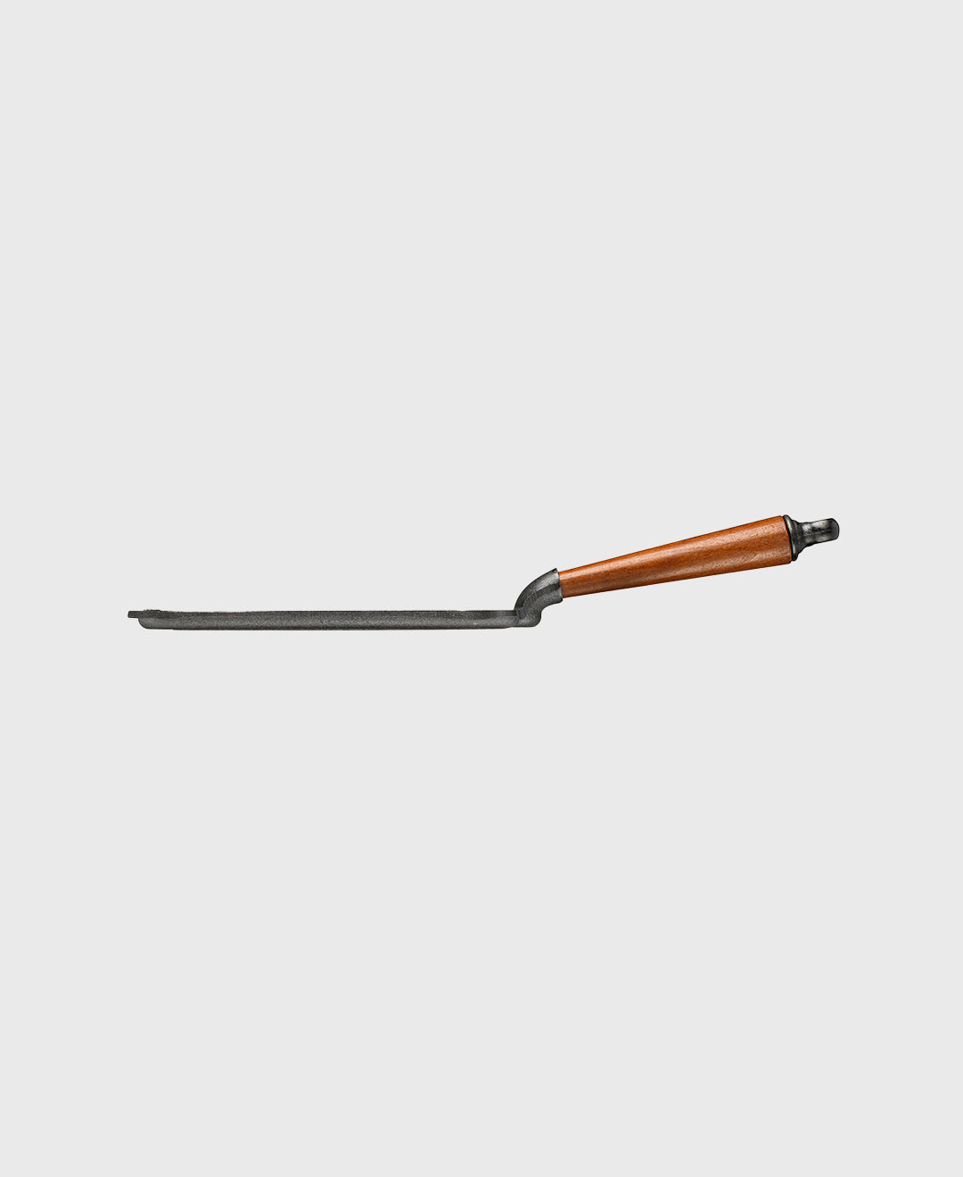 Black cast iron pancake pan square with beechwood handle